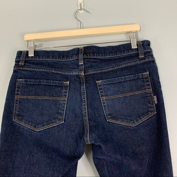 Patagonia Organic Cotton Dark Wash Low Mid Rise Jeans Boot Flare  Leg Women's 30 - Picture 6 of 12